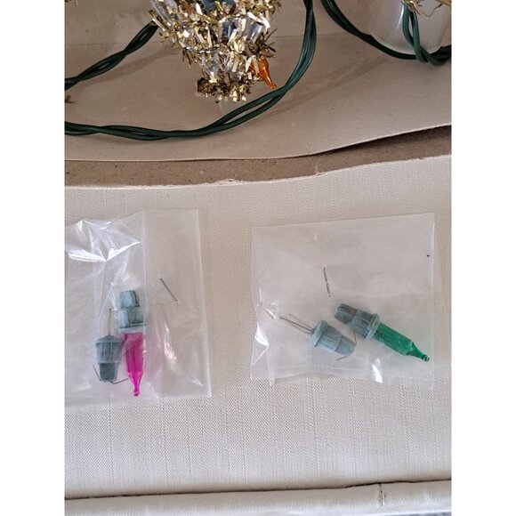 Vintage UL Lighted Tree Top Gold Star Design Christmas Use Bulbs Original Box - Picture 5 of 9